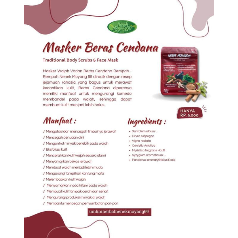 3pcs masker cendana