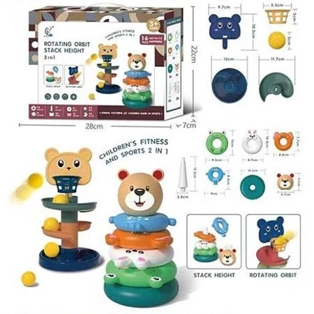 Mainan Anak ROTATING ORBIT STACK HEIGHT 2 IN 1 Seluncuran & Ring Donat