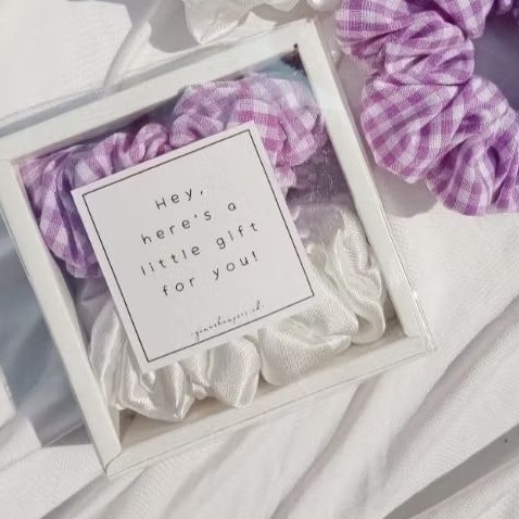 gemazhampers.id- MINI GIFT SCRUNCHIE UKURAN MEDIUM PACKAGING EXCLUSIVE[COD]