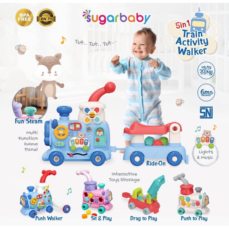 Sugarbaby train activity walker 5in1