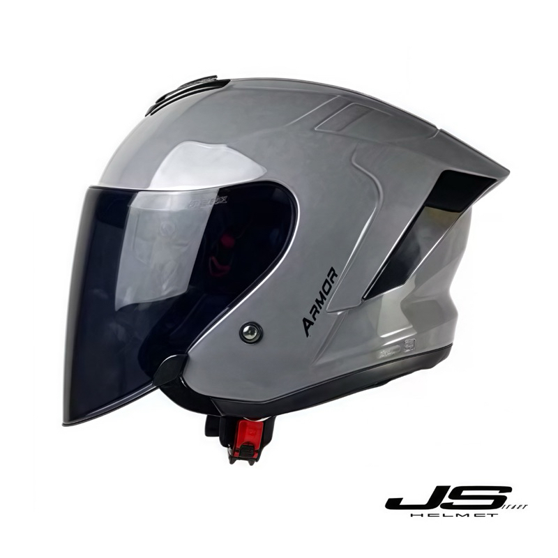 Helm JS ARMOR Half Face Solid TERBARU Kaca Smoke SNI