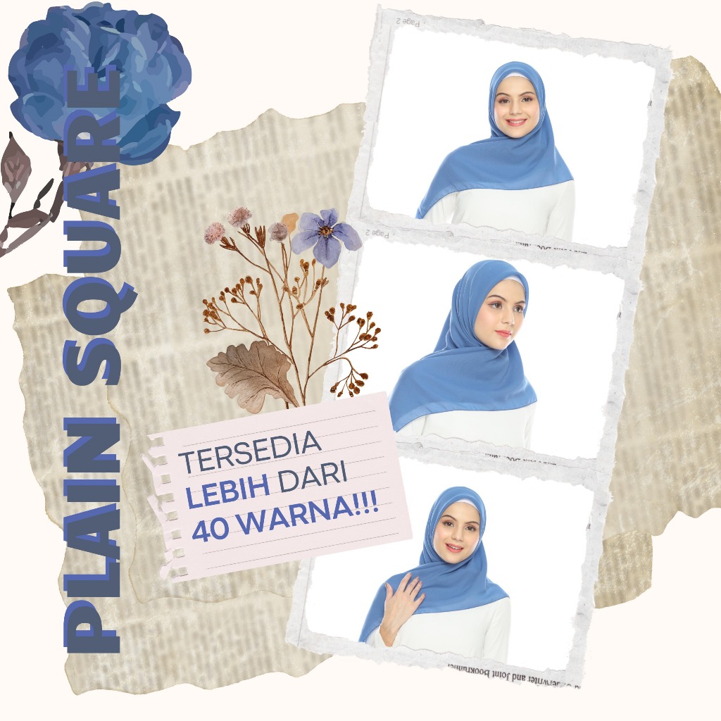 Hijab/Jilbab Plain Square Polycotton Premium