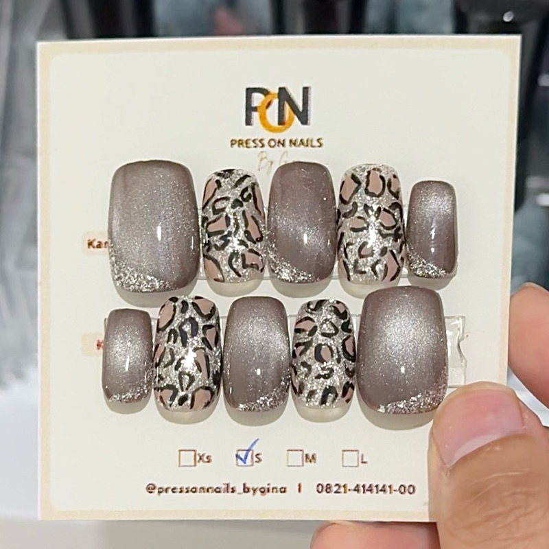 BYFIRYALGINA | Press on Nails | CAT EYE LEOPARD | Handmade
