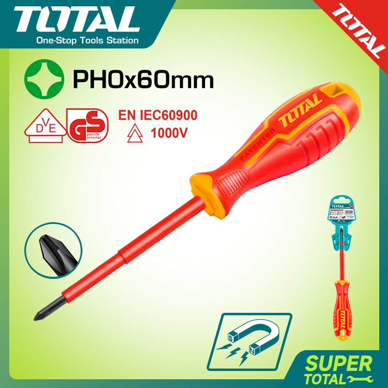 【TOTAL】Insulated Screwdriver THTISPH060 - Obeng (+)