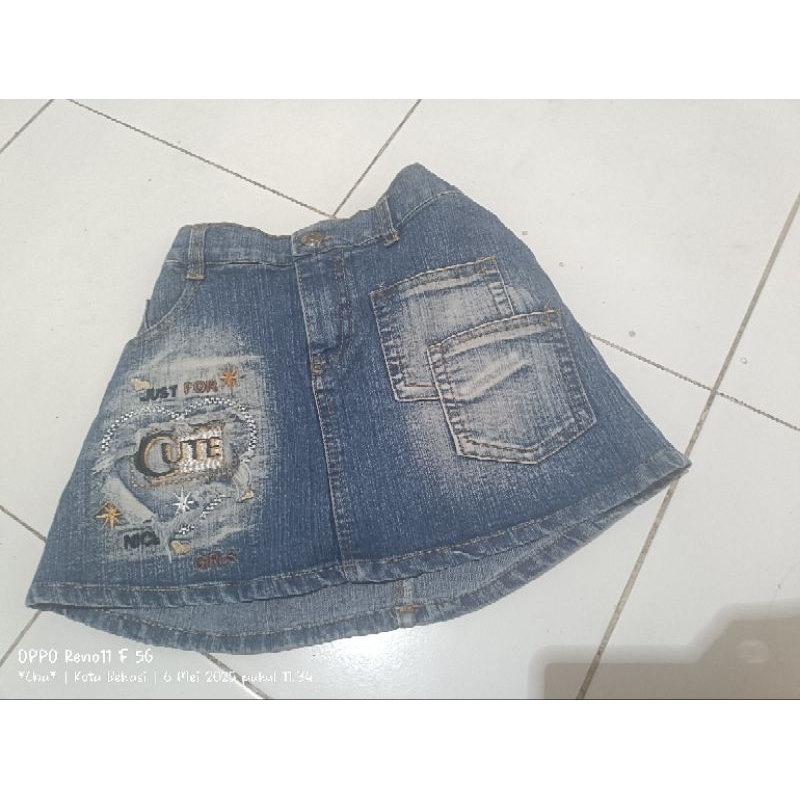 rok jeans mini anak