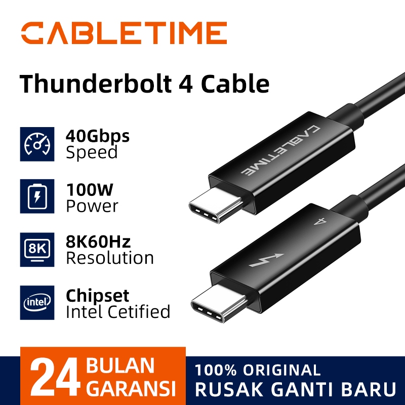 CABLETIME Kabel Data Type C 4.0 USB Thunderbolt 4 PD Fast Charging 8K