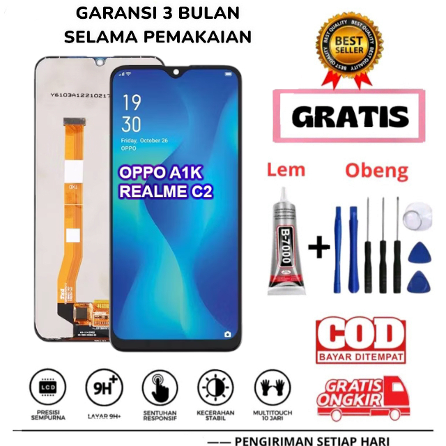 LCD TOUCHSCREEN FULLSET OPP0 A1K / REALME C2 ORIGINAL