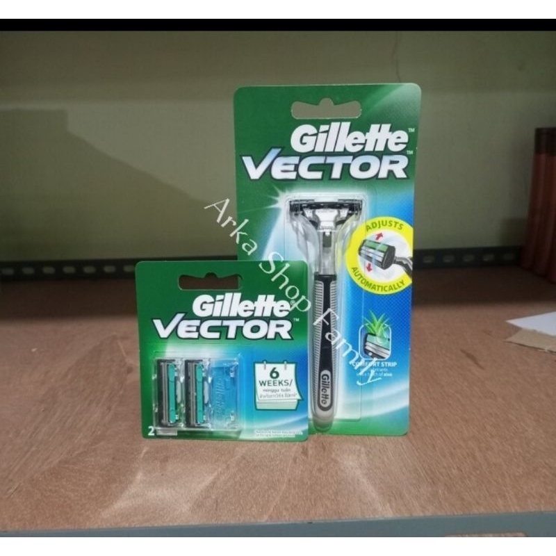 GILLETTE Vector Paket Handle + Refill Isi 2