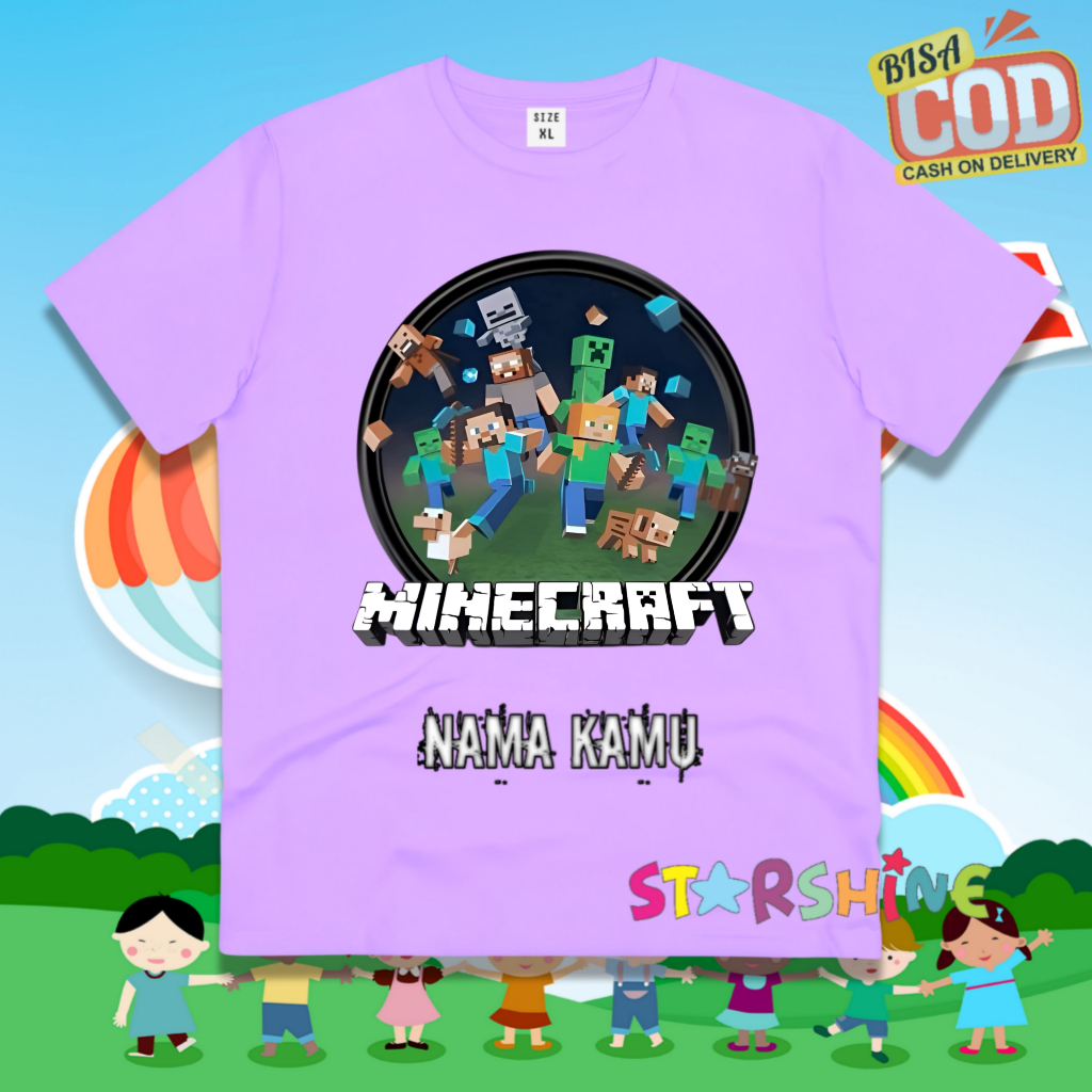 KAOS ANAK MINECRAFT GRATIS NAMA