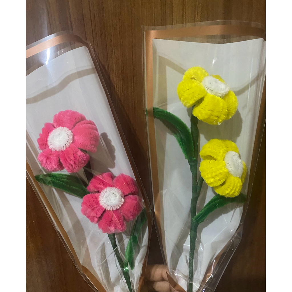 bunga single buket kawat bulu pipe cleaner
