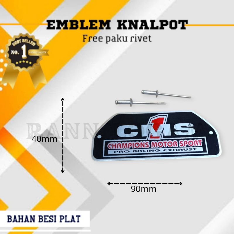 Emblem knalpot merek CMS Gratis paku rivet