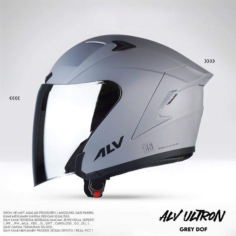 Helm ALV Ultron Helm Half Face Solid Single Visor SNI Premium