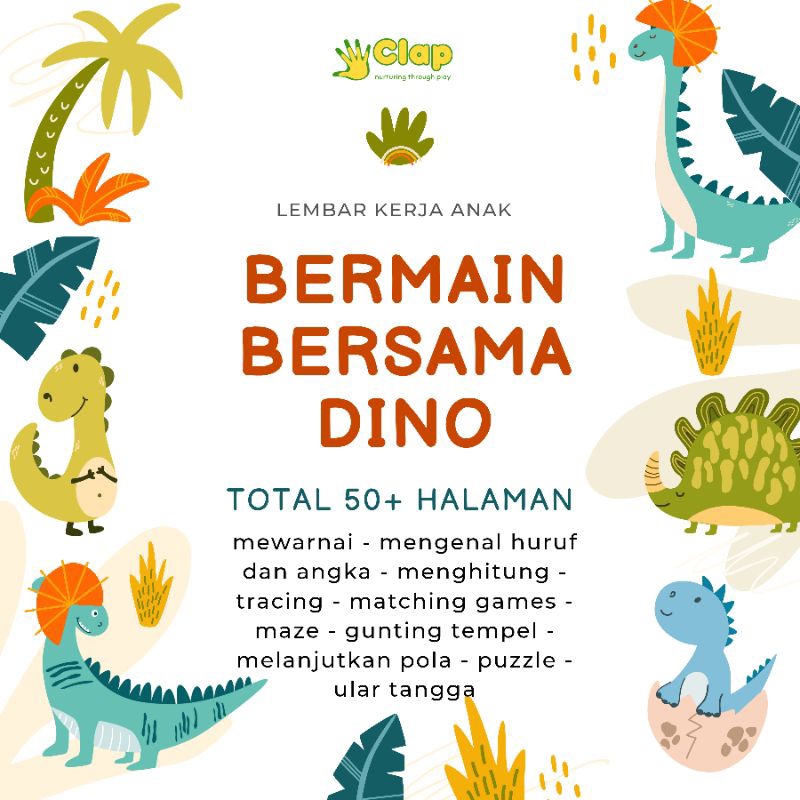 Worksheet anak PAUD tema Dinosaurus