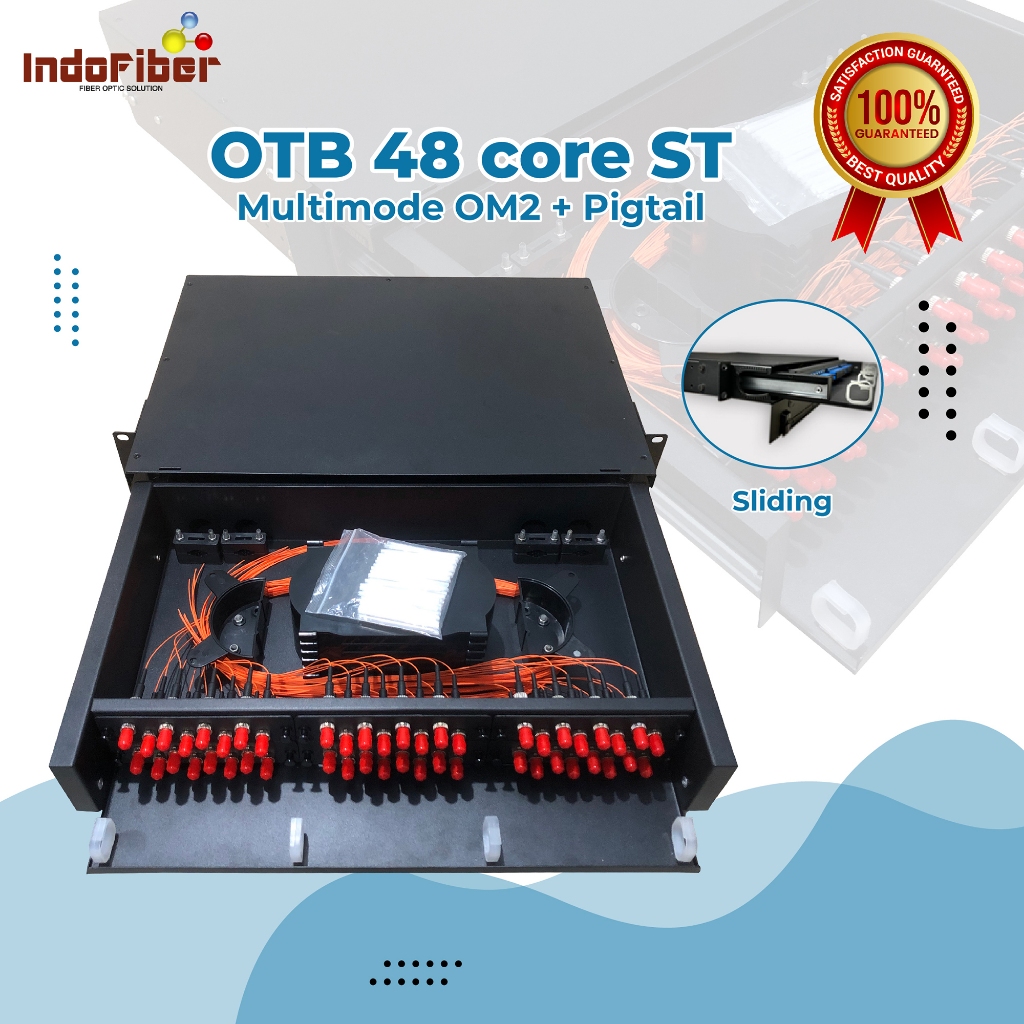 INDOFIBER OTB 48 core ST Multimode OM2 rackmount sliding + Pigtail Komplit