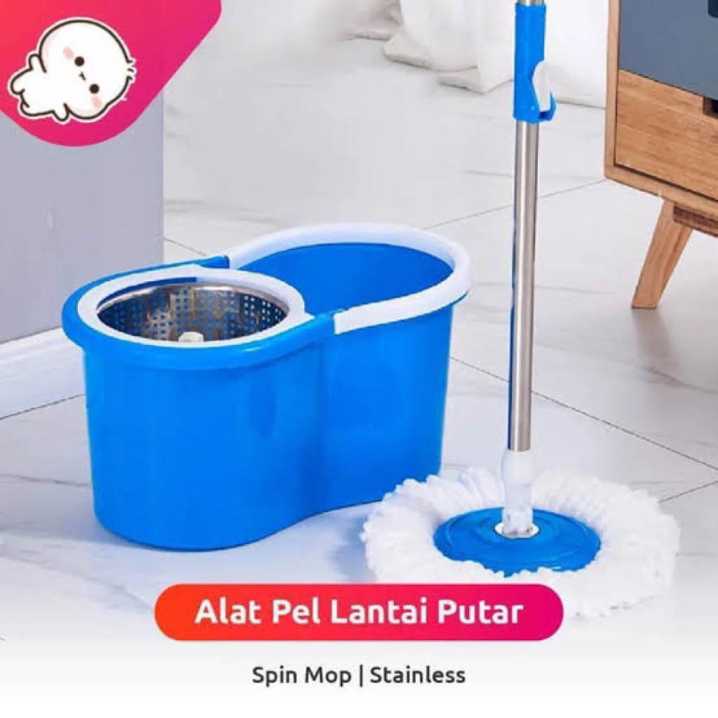 Spin Mop Pel bulat otomatis microfiber