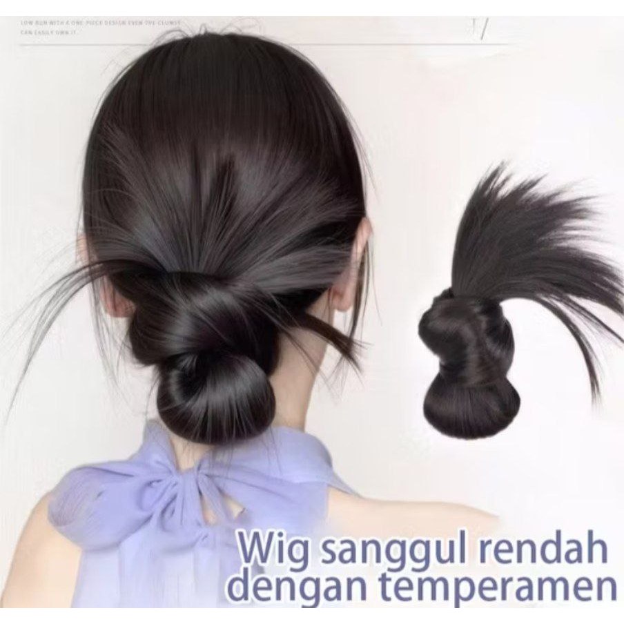 Clip-on Feathered Bun Wig YM