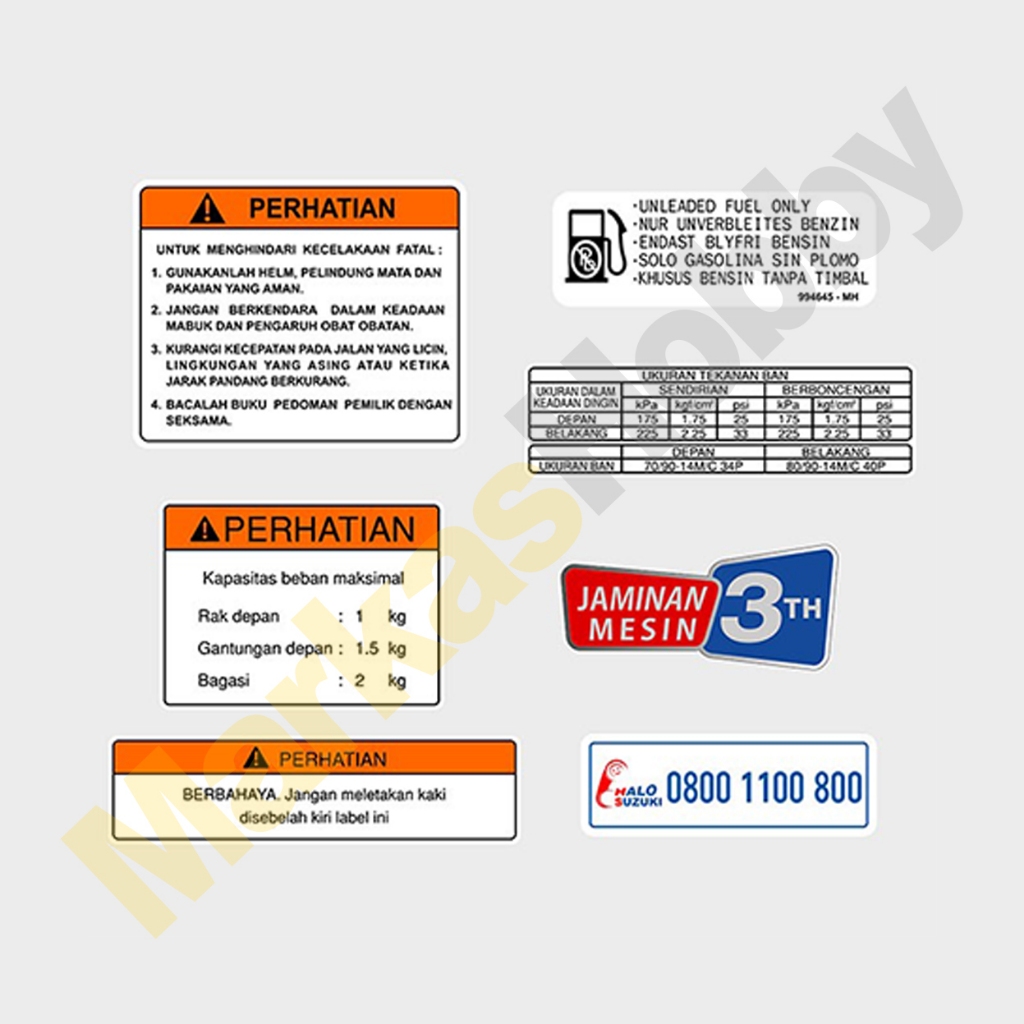 Sticker Suzuki Spin Perhatian Set Warning