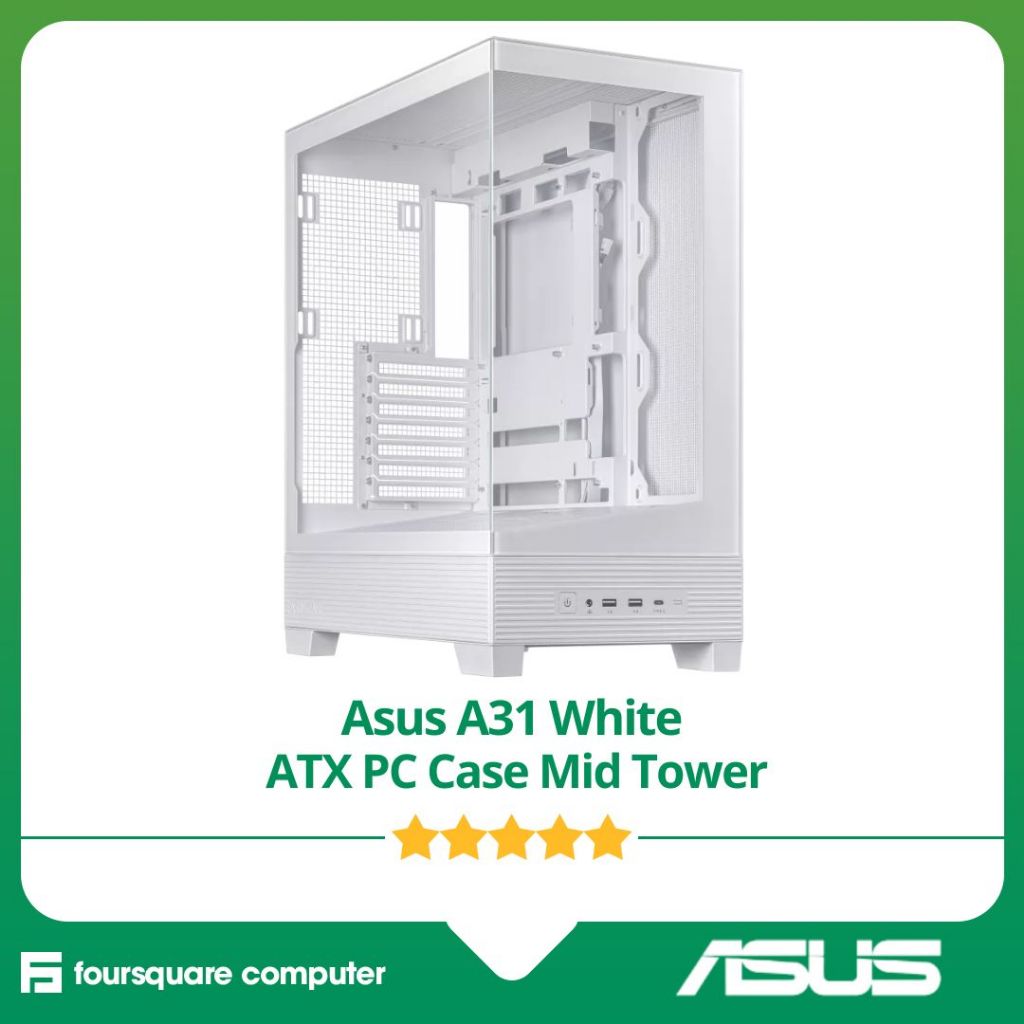 Asus A31 White ATX PC Case Casing Mid Tower Chassis