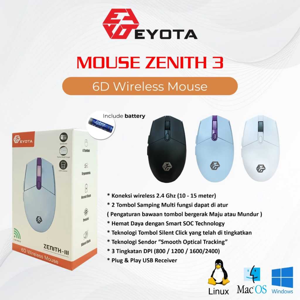 EYOTA ZENITH 3 MOUSE WIRELESS 2.4GHZ