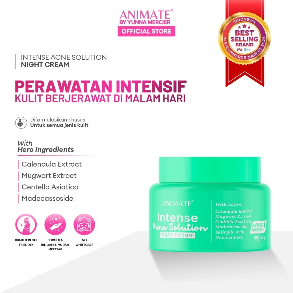 BPOM ANIMATE INTENSE ACNE SOLUTION NIGHT CREAM