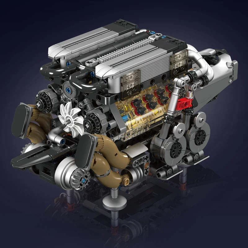 W16 Engine for BGT Supercar Building Block Set