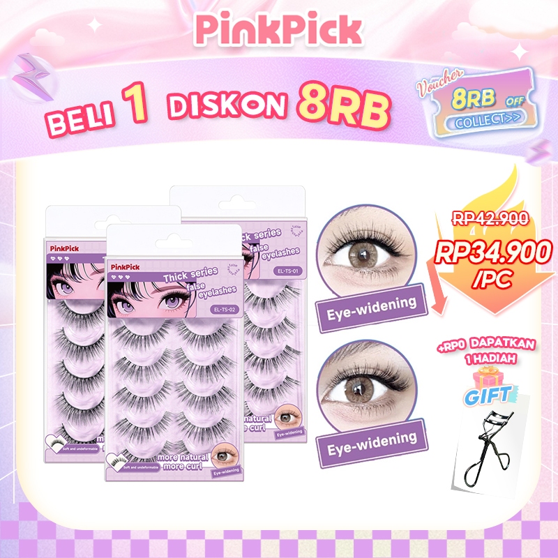 PinkPick Protable Thick False Eyelashes Feather Light False Eyelashes Waterproof Beginner Friendly