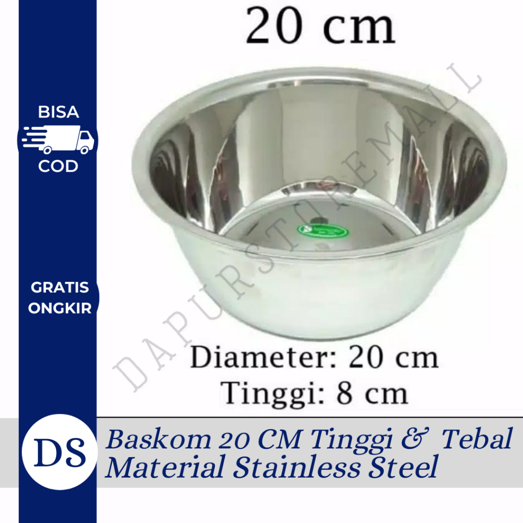 MURAH!!BASKOM 20CM STAINLESS TINGGI DAN TEBAL