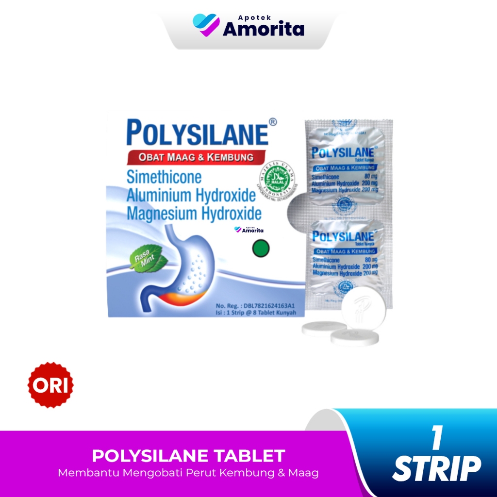 Polysilane Tablet 1 Strip - Obat Maag dan Kembung