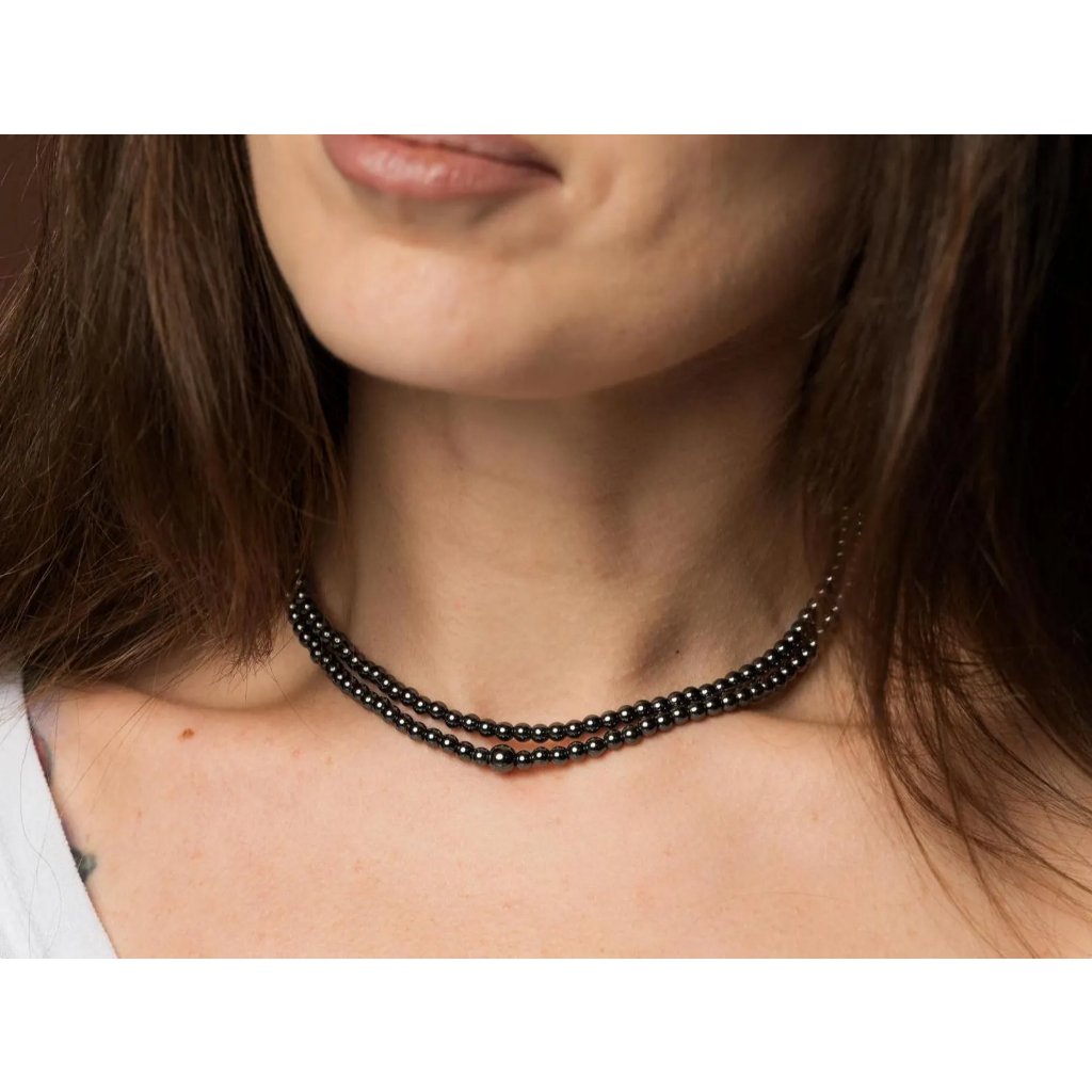 Double Strand Hematite Beaded Choker