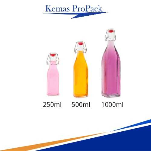 1000ml Botol Kaca Swing Jar Premium Square