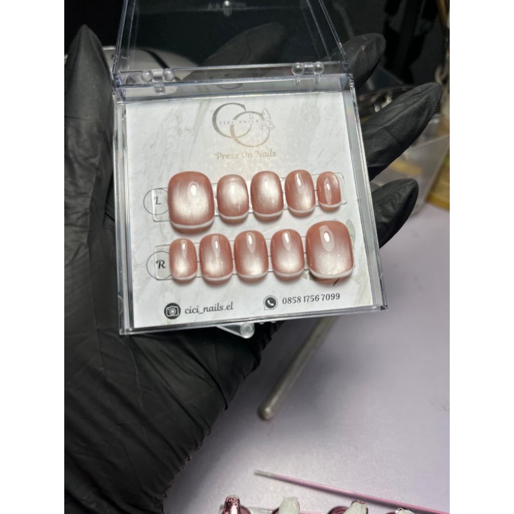 Press On Nails Cat Eye Nude
