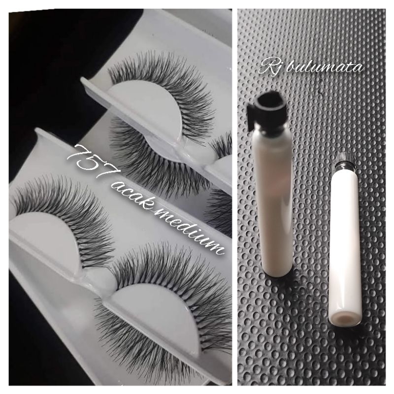 Bulumata natural 757 acak medium(12pasang+lem bulumata)