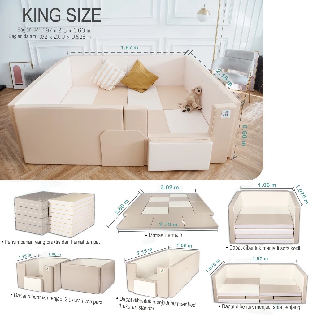 Gekobebe Adjustable Bumper Bed Single Size
