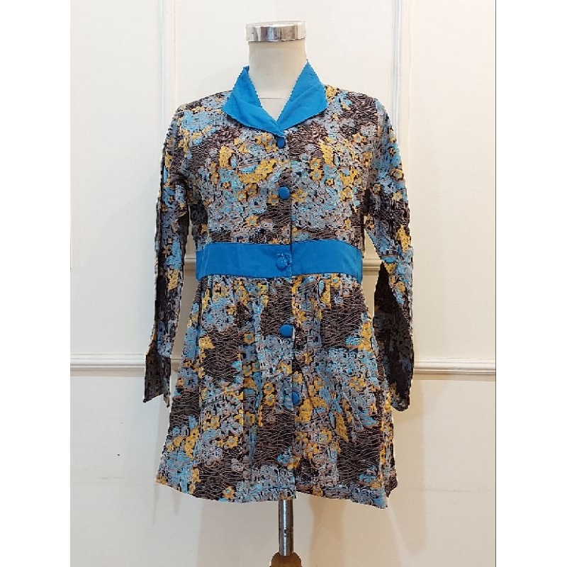 baju batik biru preloved