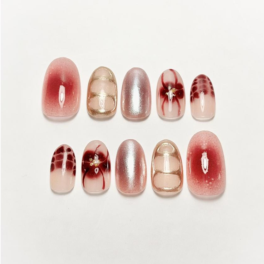 beaude flower press on nails