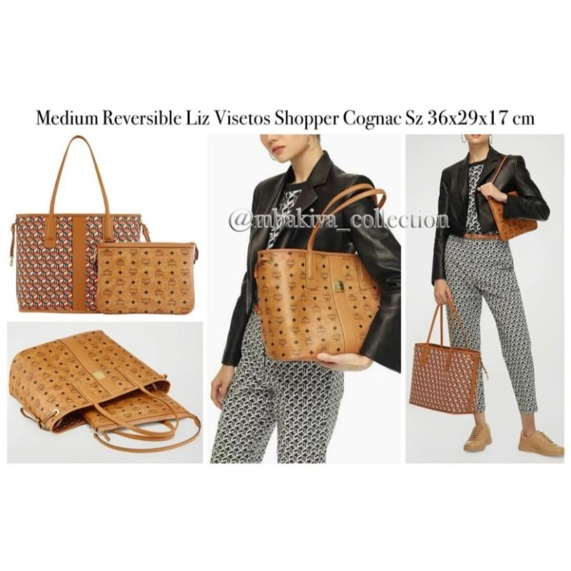 Medium Reversible Liz Visetos Shopper Cognac