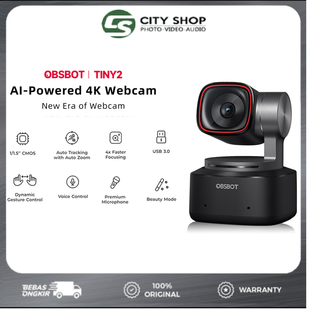 OBSBOT Tiny 2 AI-Powered PTZ 4K Webcam With AI Tracking
