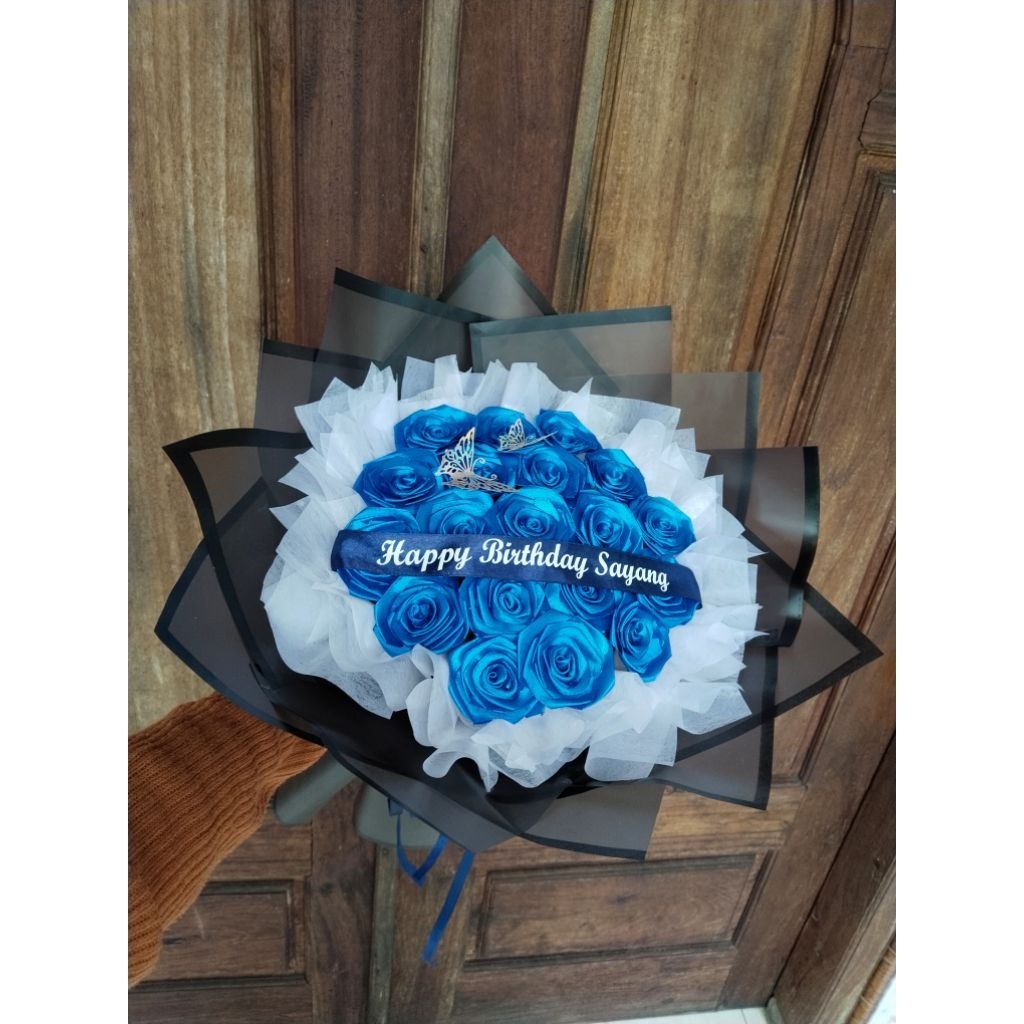 Kuntum bunga mawar satin 8cm