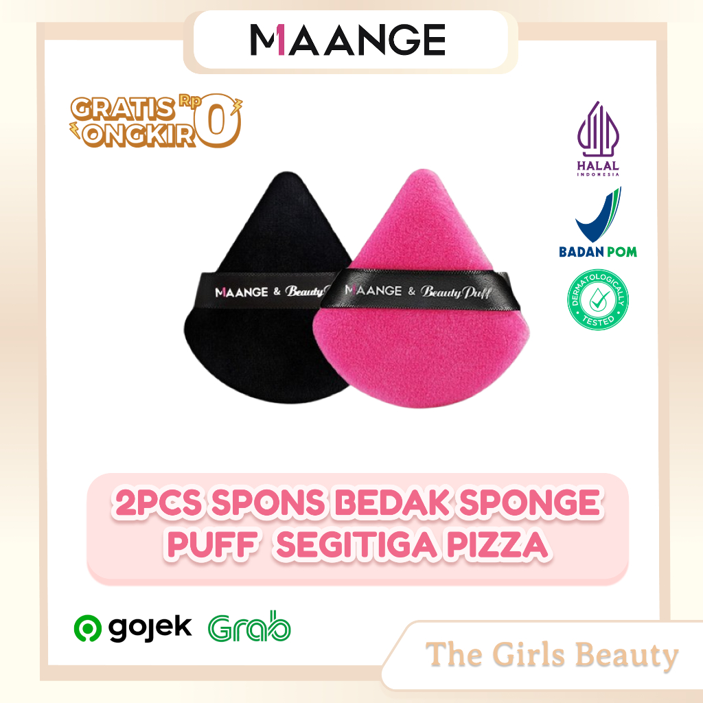 MAANGE 2Pcs Spons Bedak Sponge Puff Segitiga Pizza/Sponge Segitiga Puff 51177