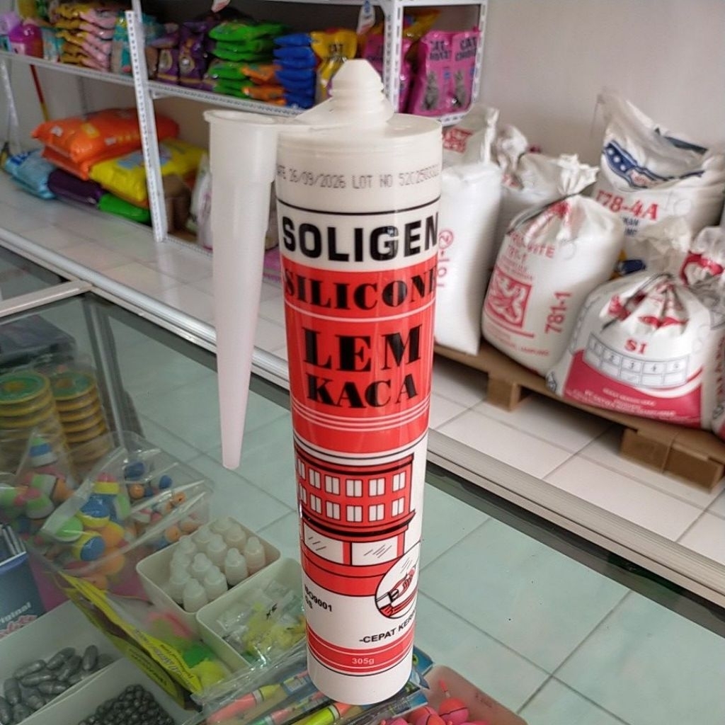 Lem kaca/ silicon tembak Soligen