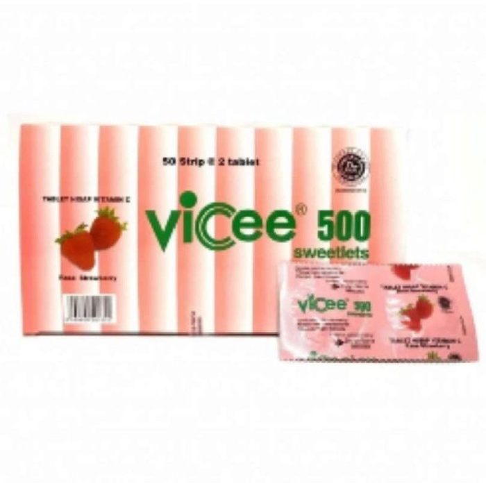VICEE 500 RASA STRAWBERRY 100 TABLET/BOX