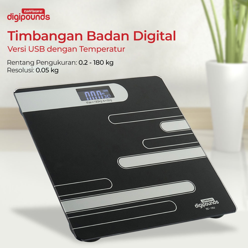 Timbangan Badan Digital + Temperature + USB Rechargeable Version 180Kg