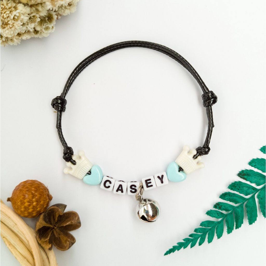 Kalung kucing Custom nama (Manik)(Handmade)