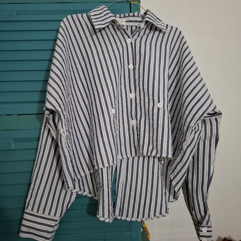 kemeja salur navy(preloved)