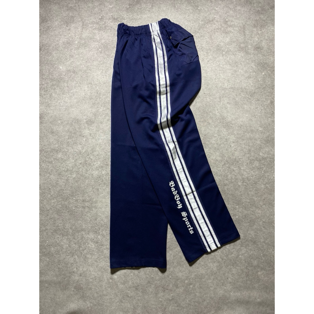 trackpant biru lis putih