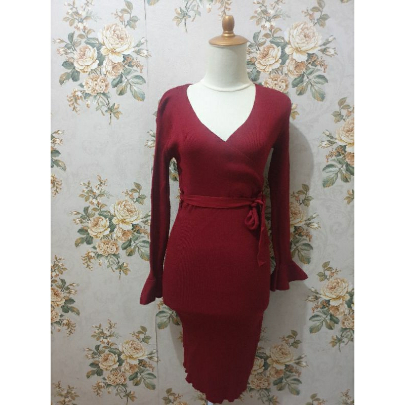 midi dress maroon