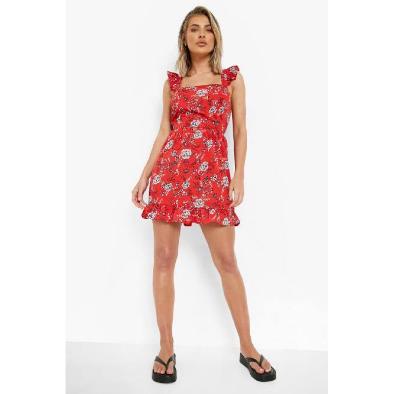 bohoo red mini dress