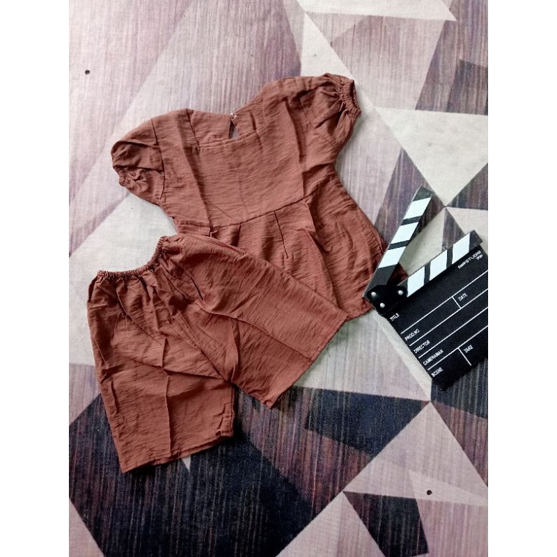 setelan rayon polo linen