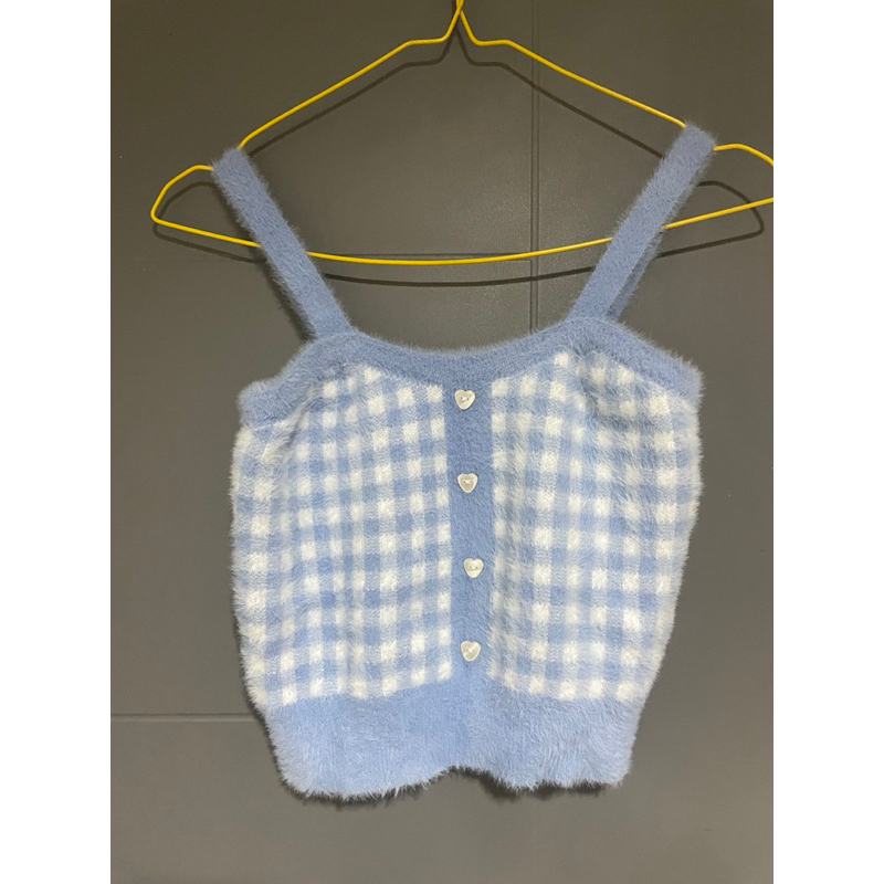 Blue Fuzzy Crop Top