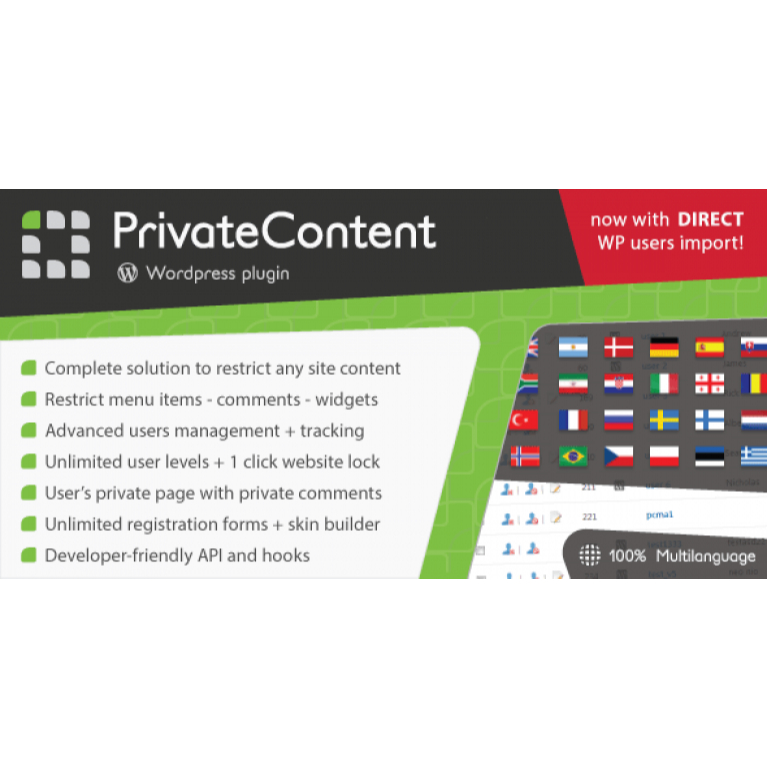 PrivateContent + Addons – Multilevel Content Plugin | Plugin Wordpress | Bonus 1 Plugin | Unlimited Device